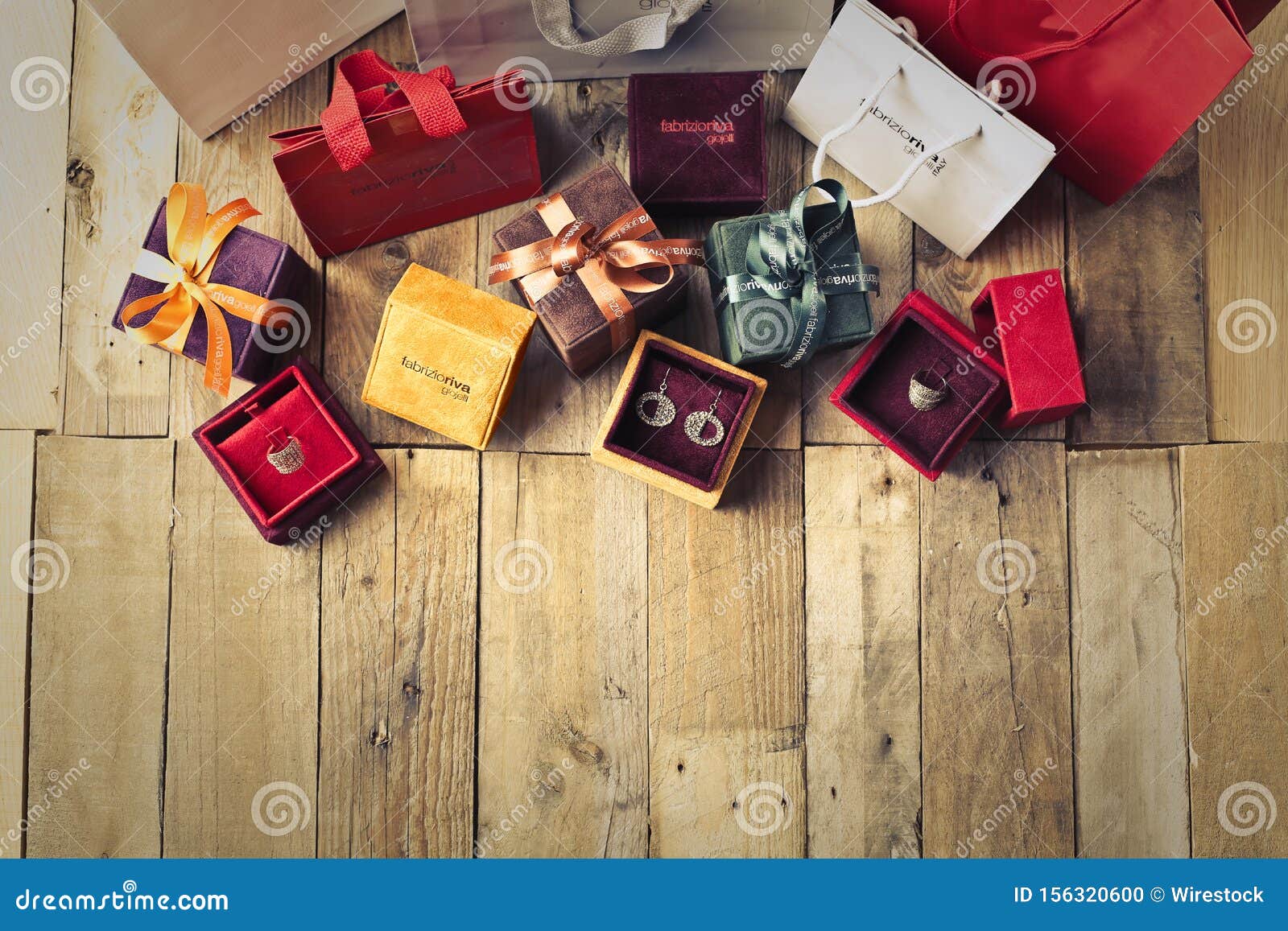 Shot of Assorted Colorful Gift Boxes with Accessories Editorial Image