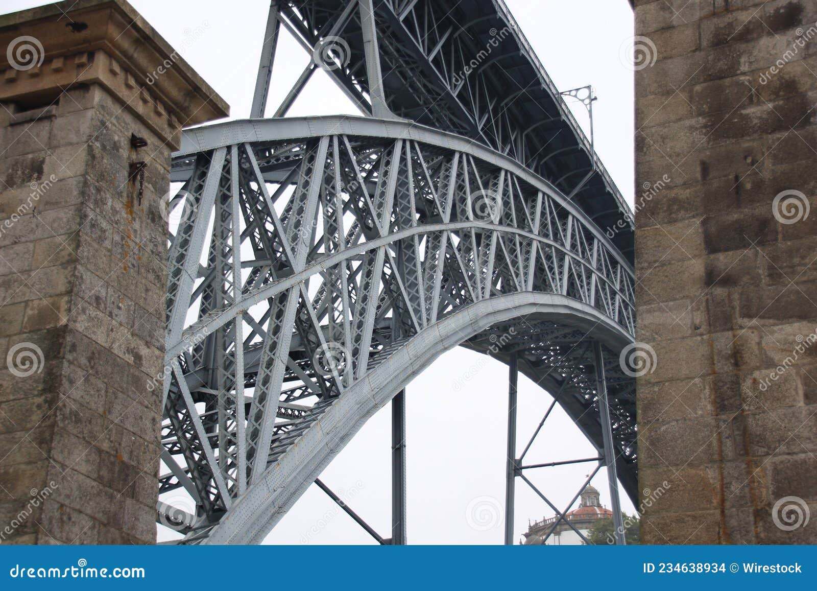 shot of the dom luis i bridge in vila nova de gaia in portugal