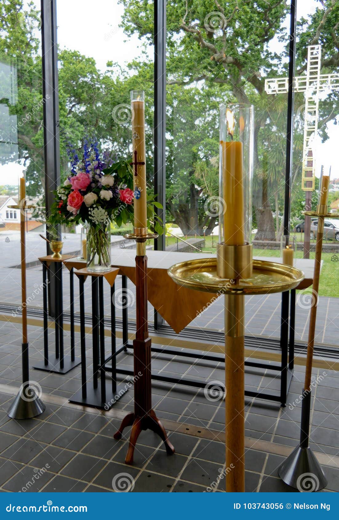 Shot of Flower & Candle Used for a Funeral Stock Photo Image of life