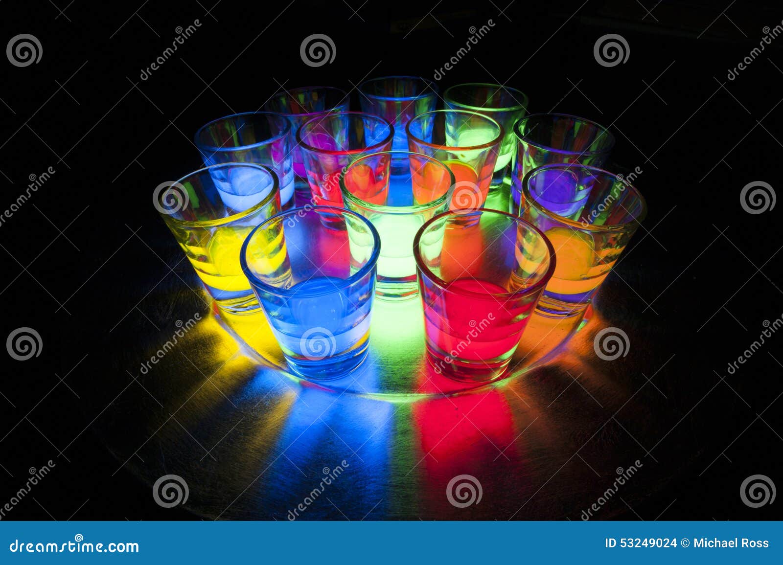 Shot Glasses with Glow Stick Juice Stock Photo Image of club