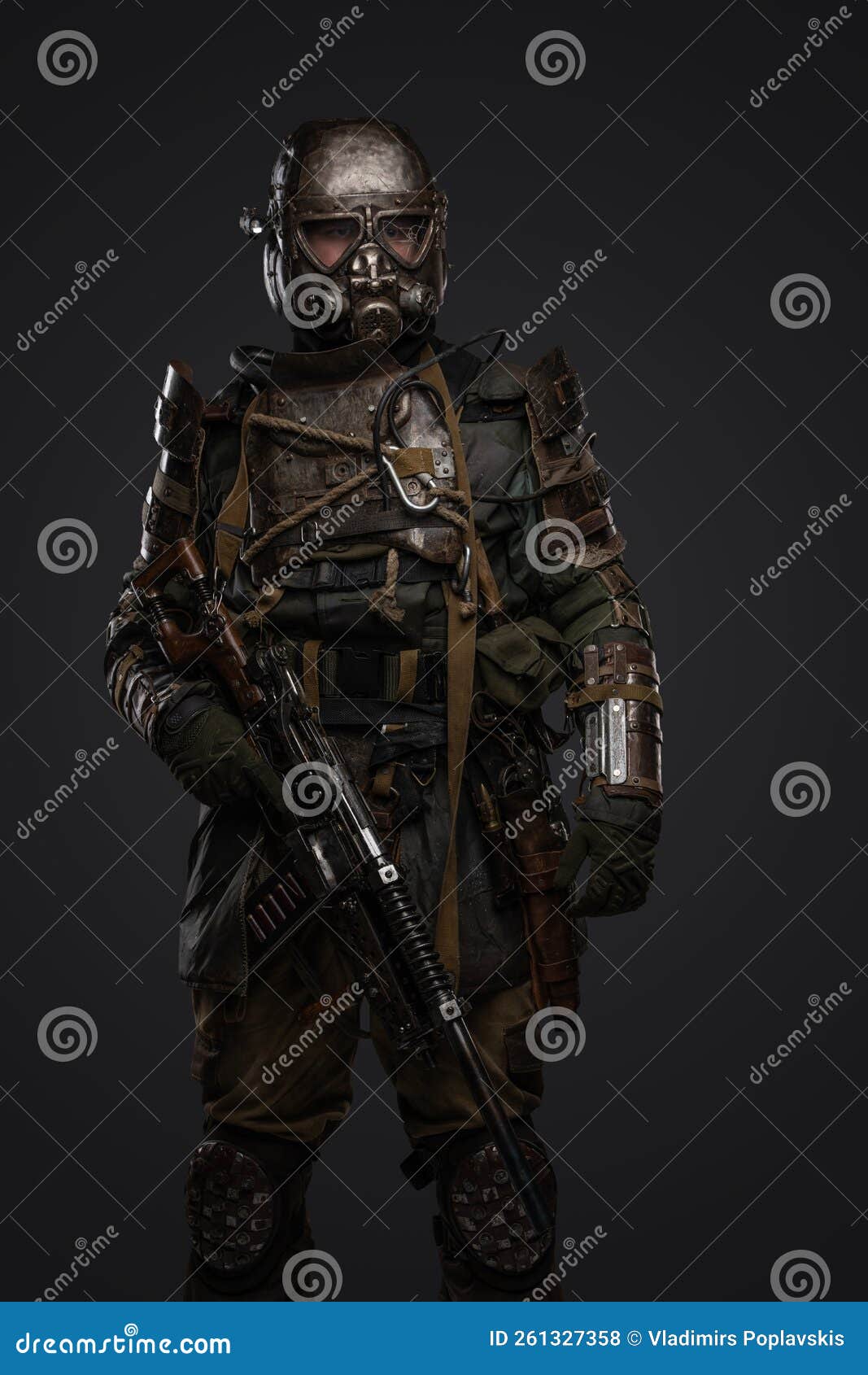 Apocalyptic Military Man with Shotgun and Armored Suit Stock Photo ...