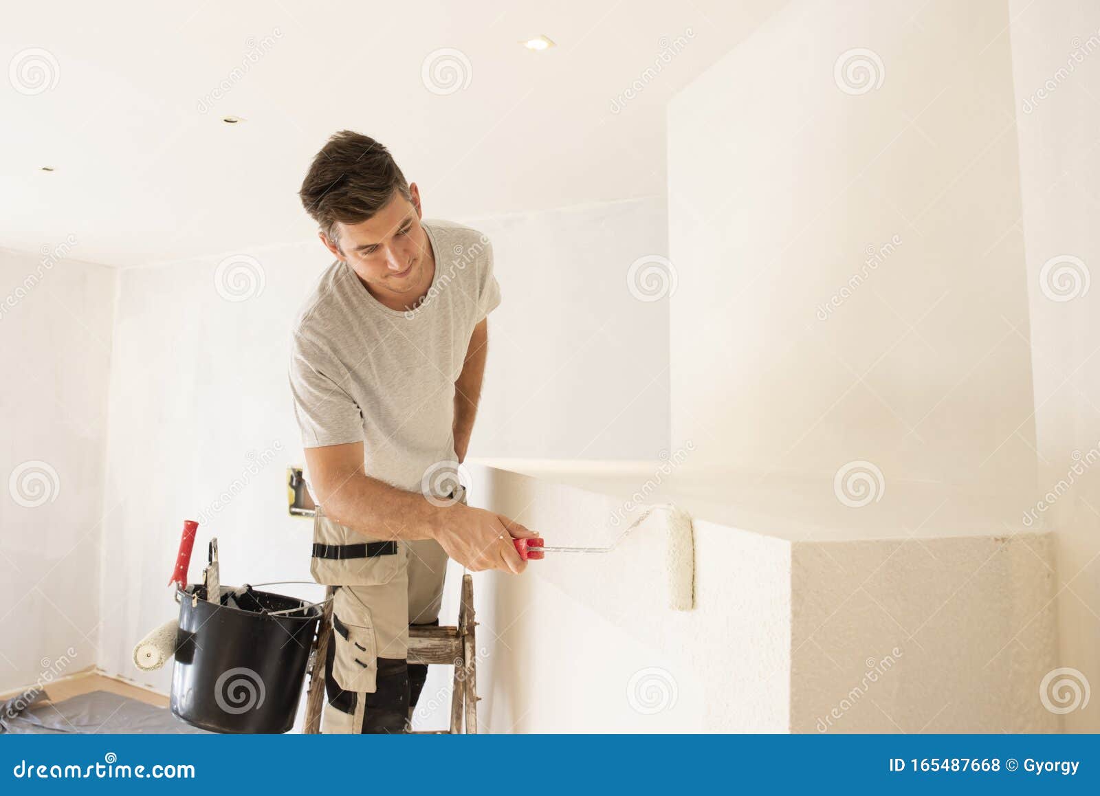 shot of professional contractor painter refurbishing the apartment