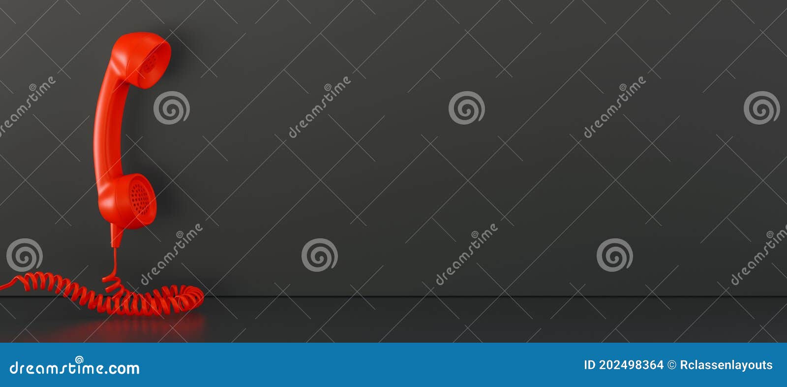 Shot of a Red Landline Telephone Receiver with Copy Space for