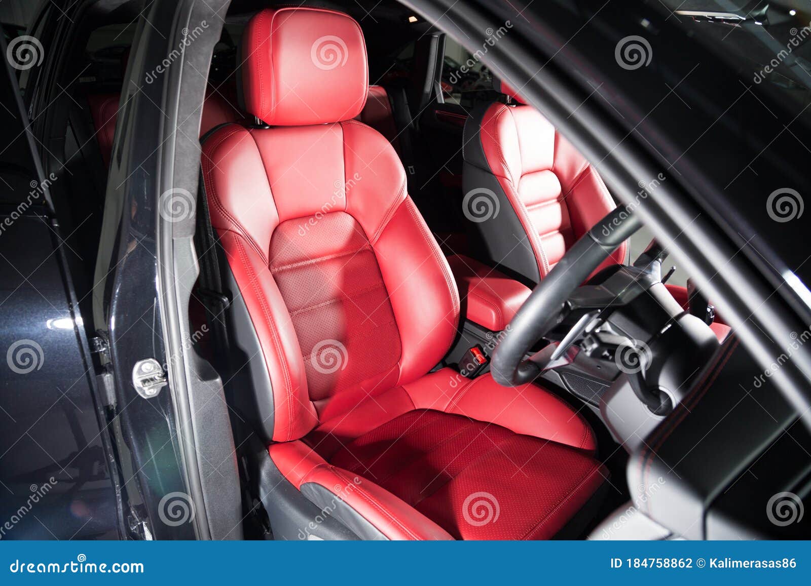 Shot of Red Leather Seats of SUV Car Stock Photo Image of vehicle, automobile 184758862
