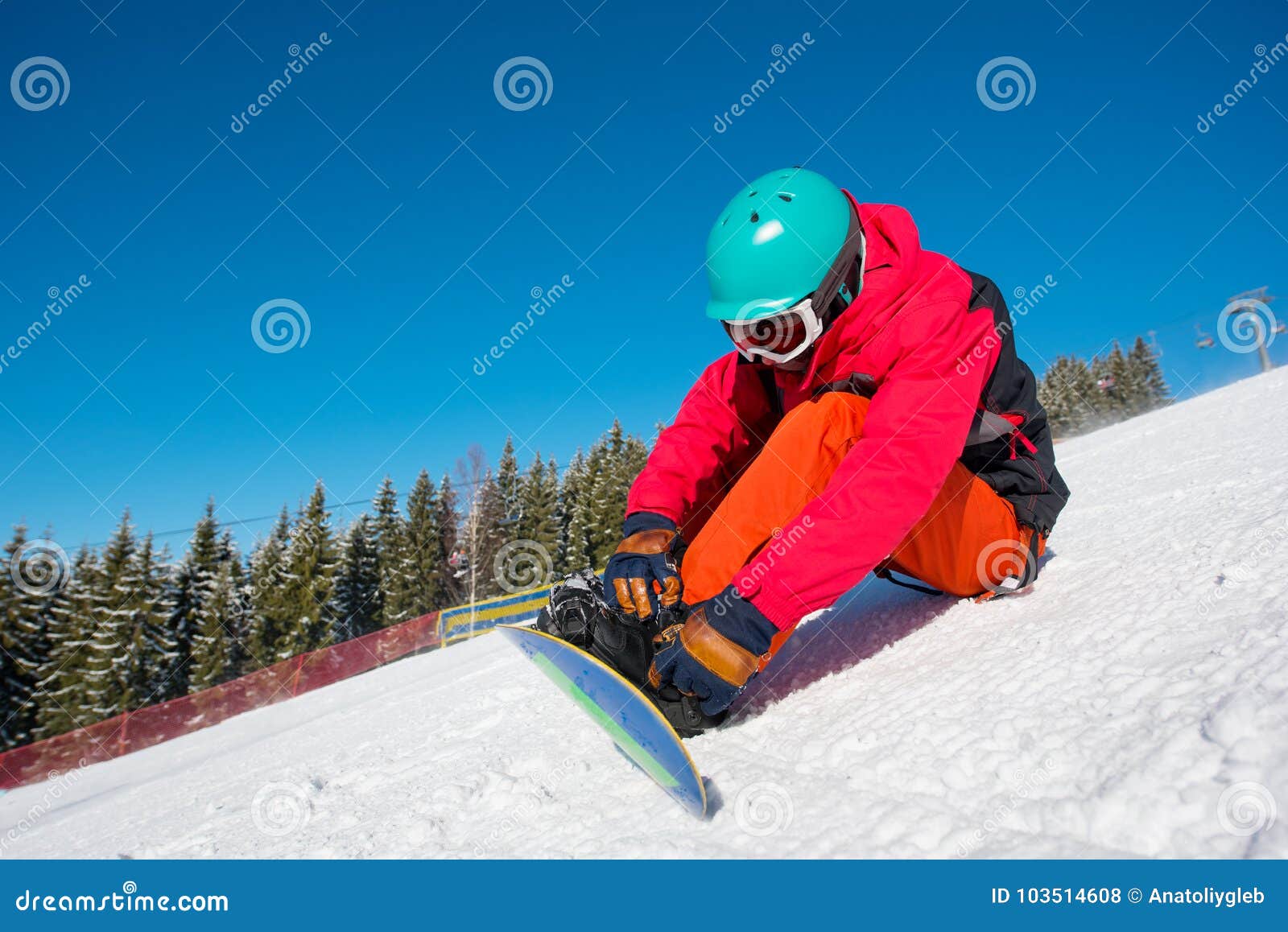 Snowboarder Resting in the Mountains Stock Photo - Image of extreme ...