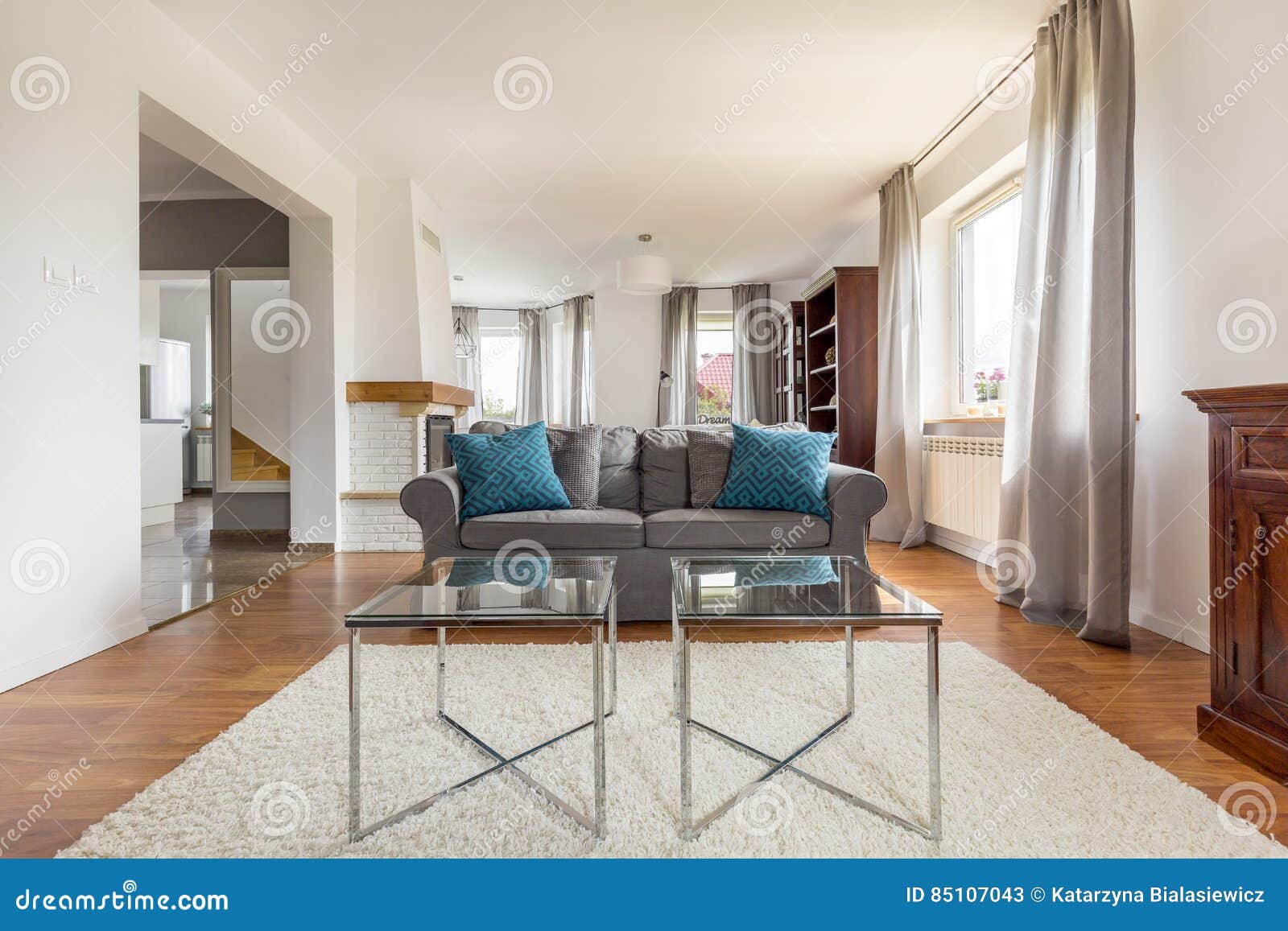 Shot of Stylish Living Room with Comfortable Sofa Stock Image Image