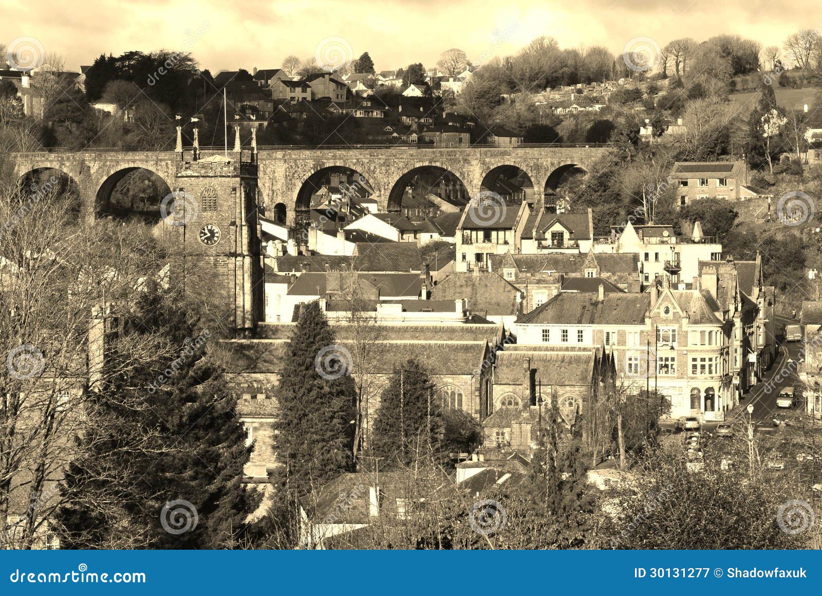 Shot of Tavistock town centre.