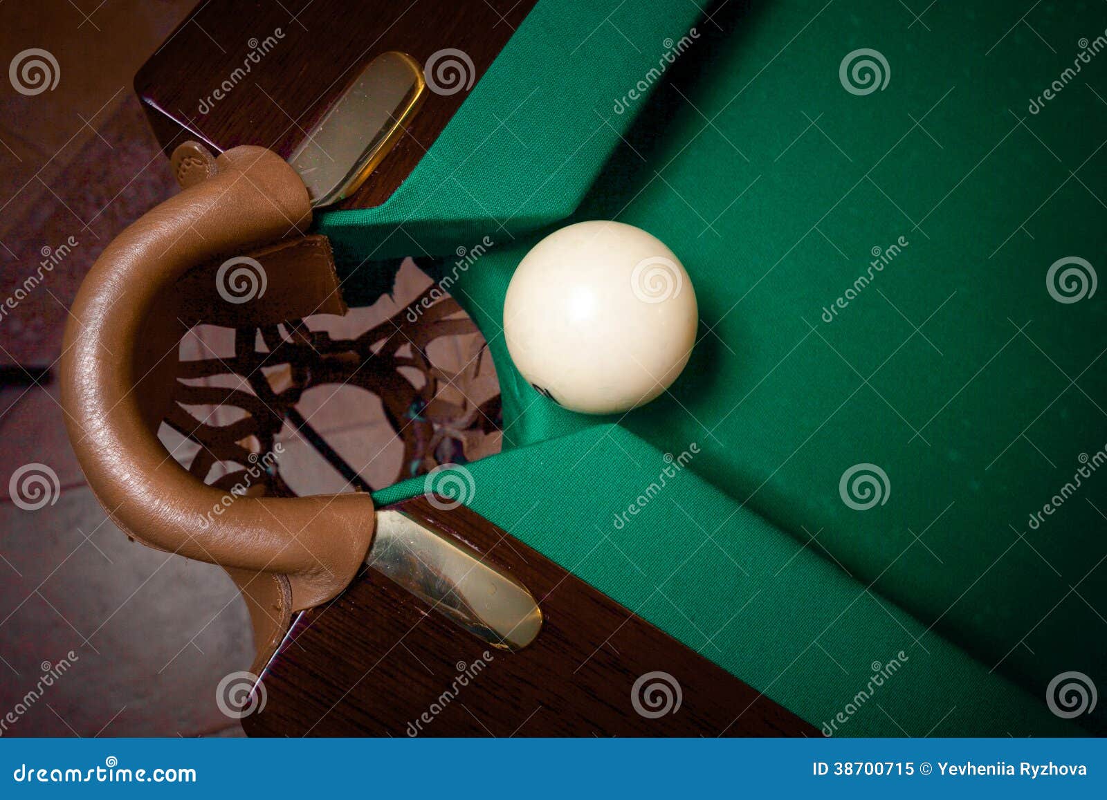 Shot of White Ball Going in Billiard Pocket Stock Image Image of
