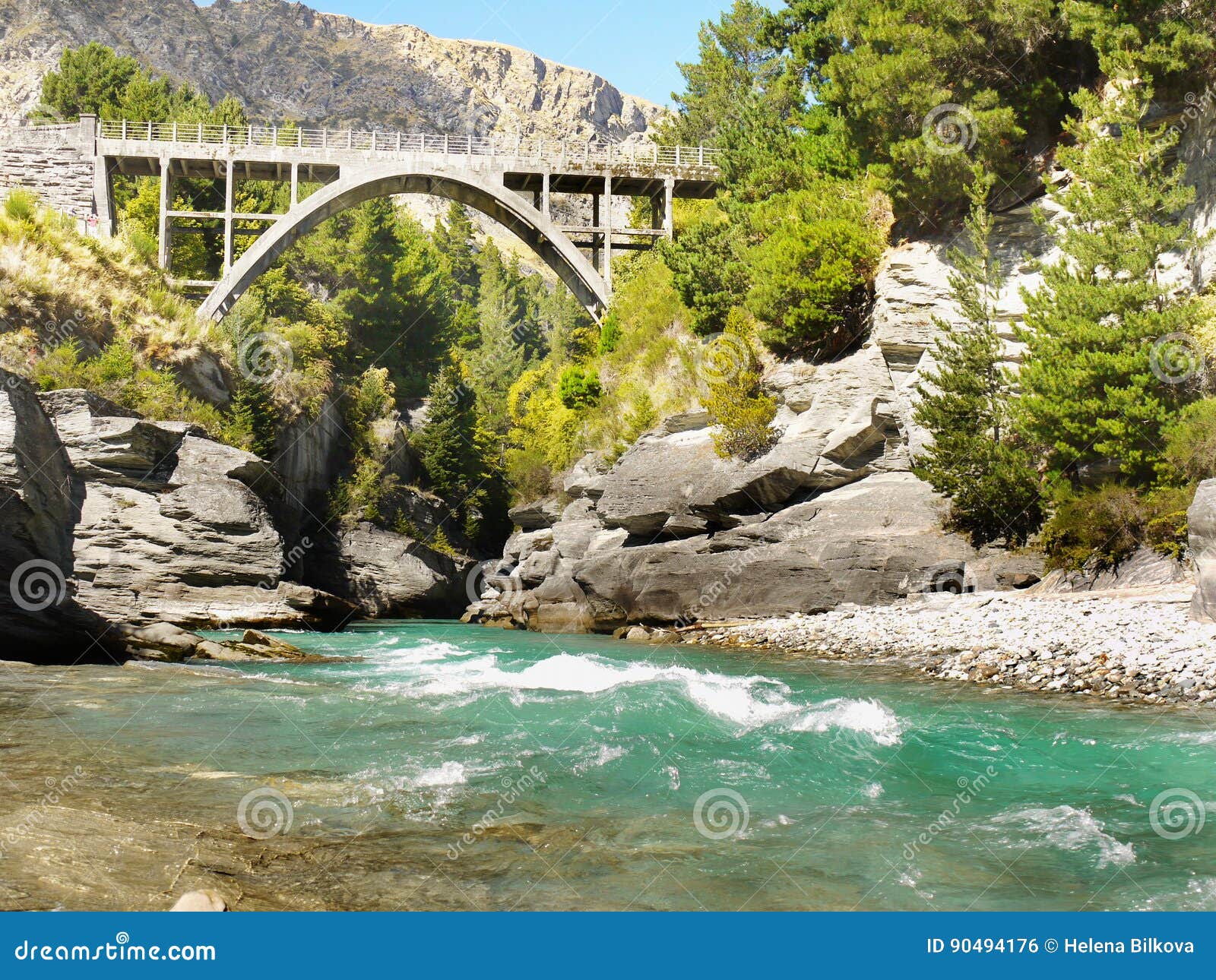 Shotover River Bridge, Queenstown, New Zealand Stock Photo ...