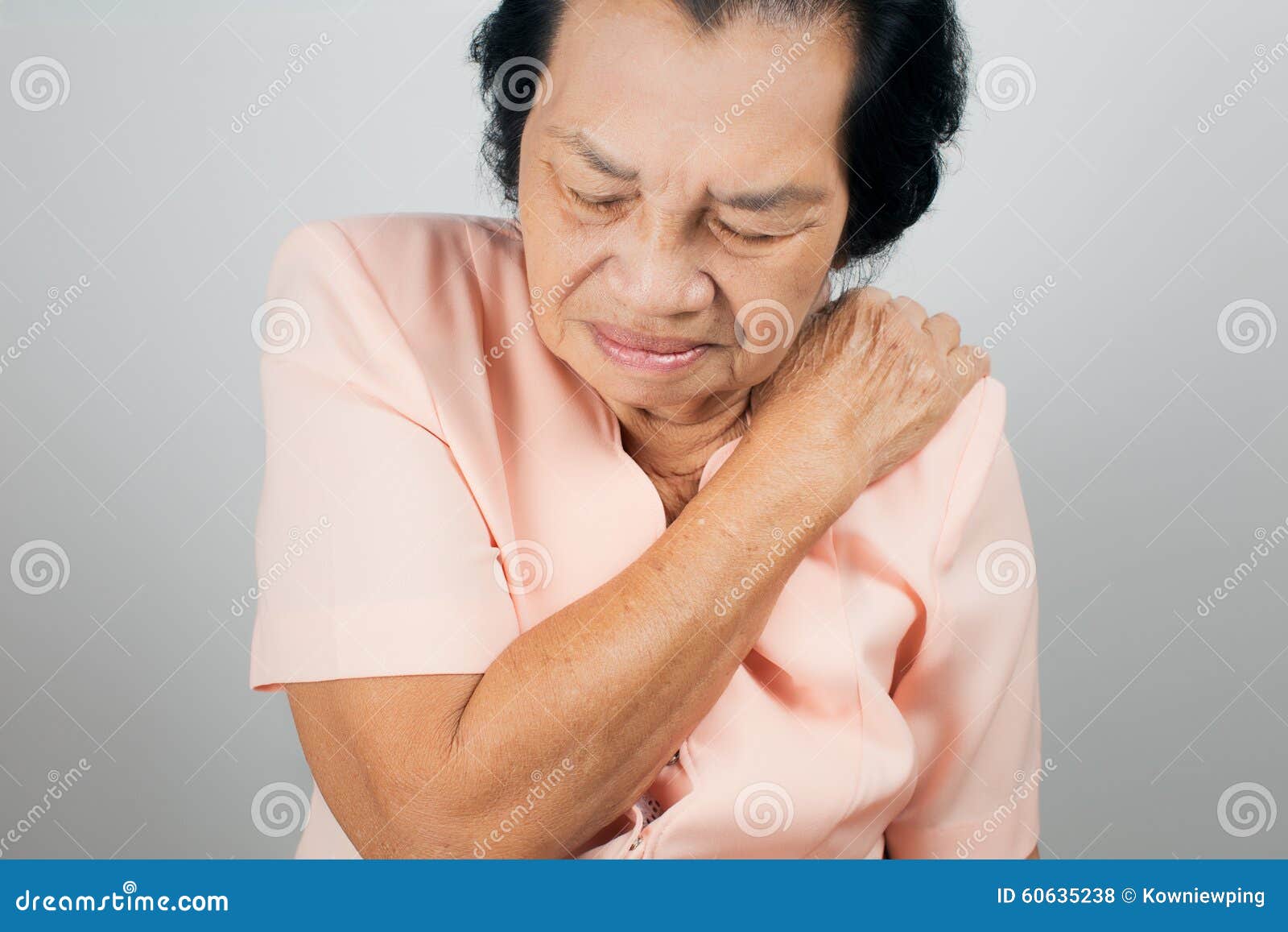 Shoulder Pain in an Elderly Person Stock Photo Image of backache, injured 60635238