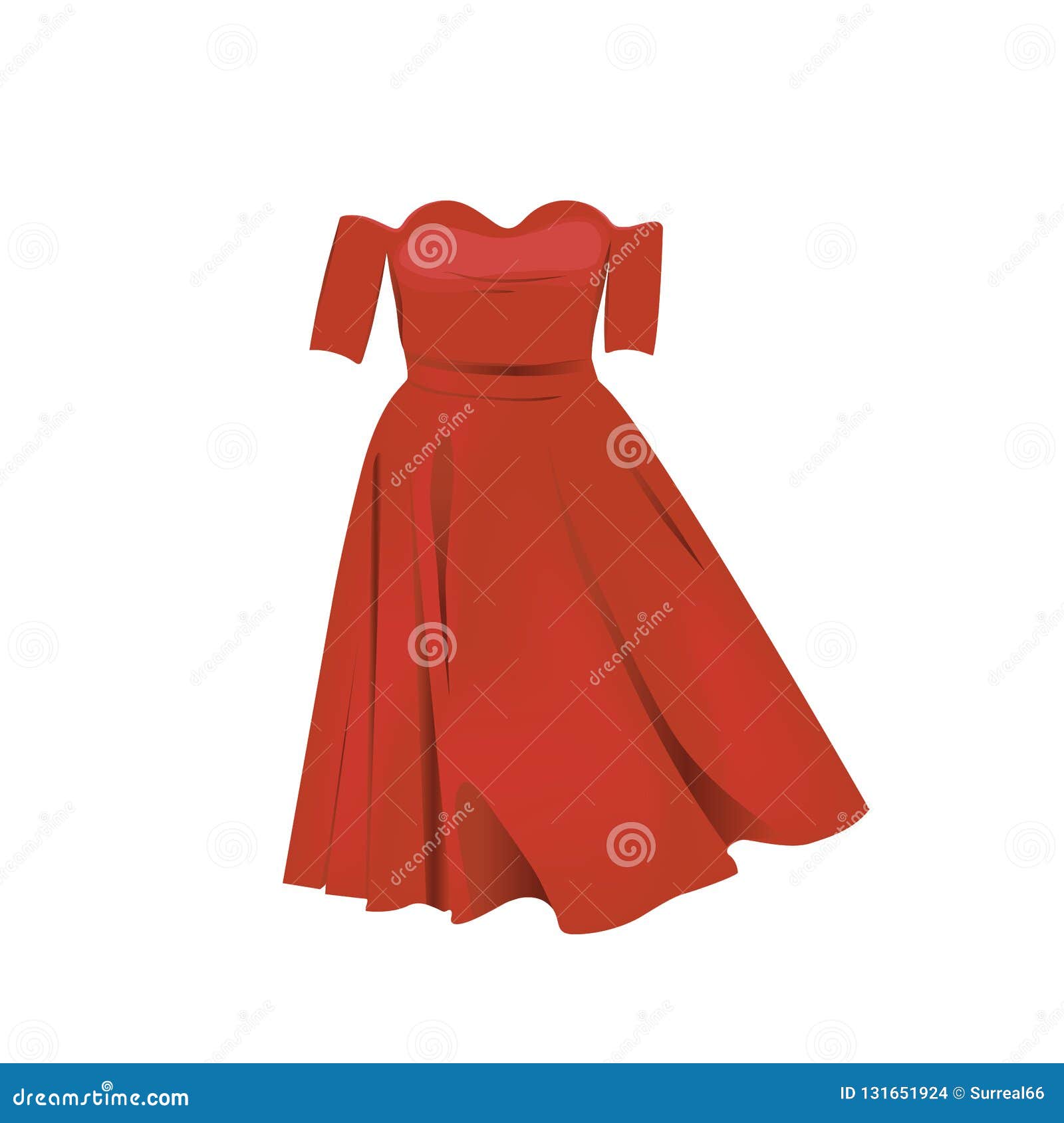 Shoulderless Red Dress Vector Illustration. Stock Vector - Illustration ...
