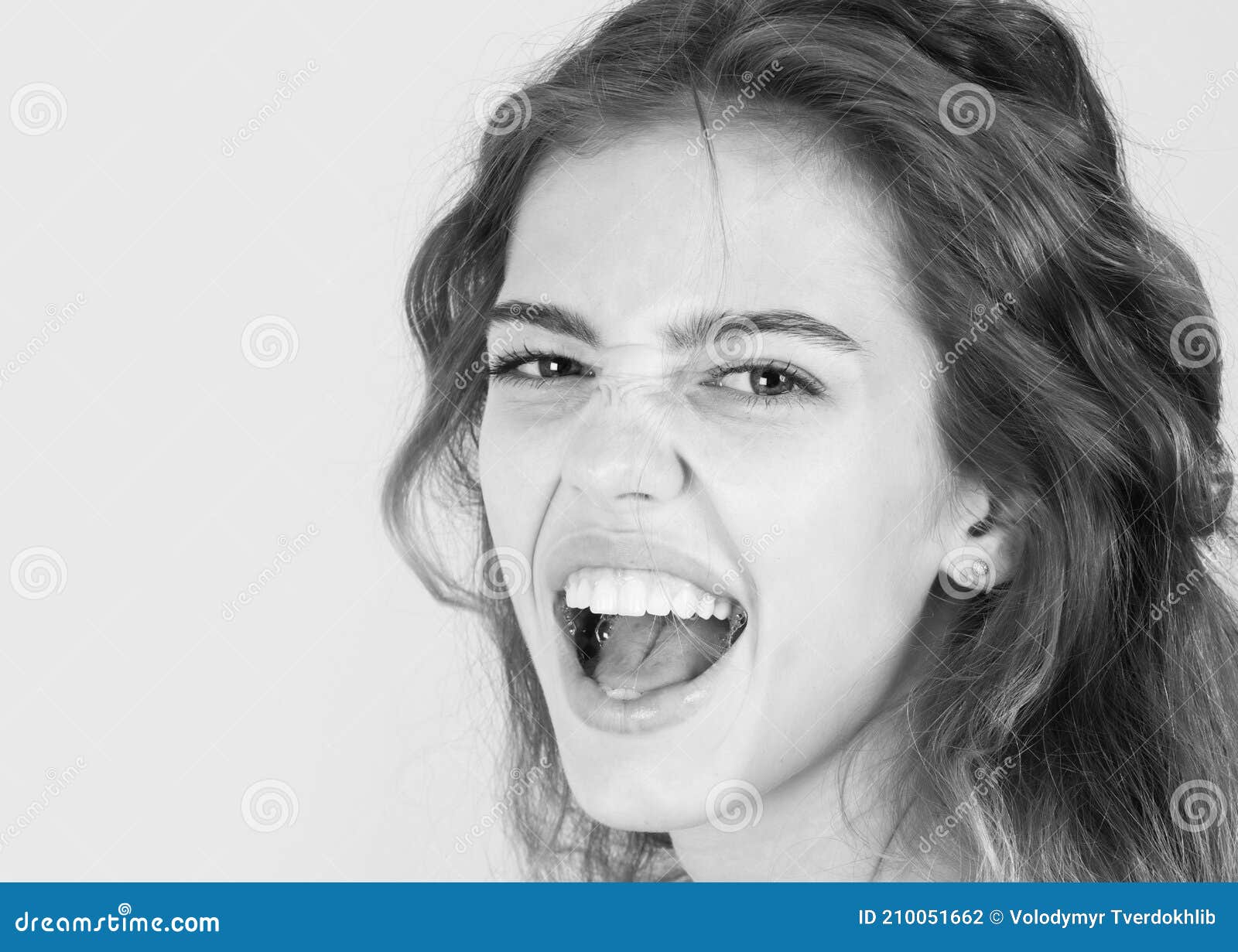 Closeup Shocked Funny Male Face Portrait Studio Shot Over Grey