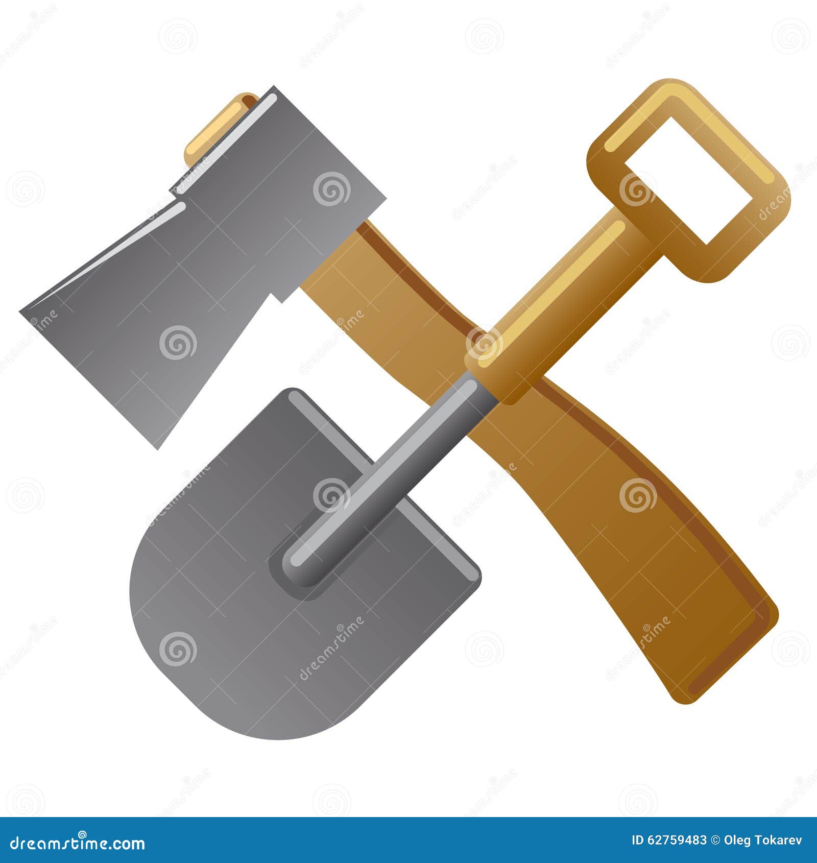 Shovel and axe sign stock illustration. Illustration of hand 62759483