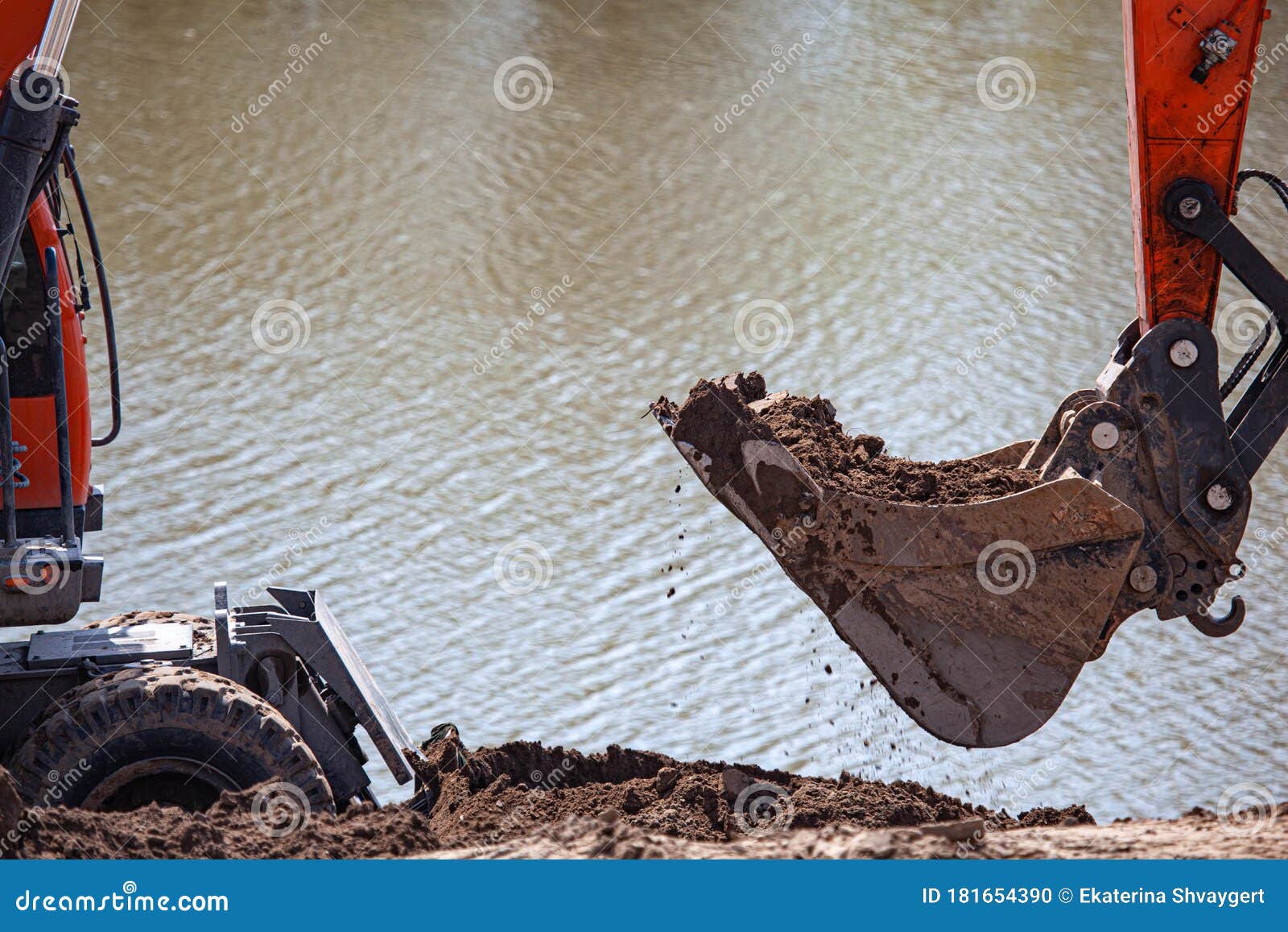Shovel of Excavator is Digging the Earth Stock Photo Image of soil