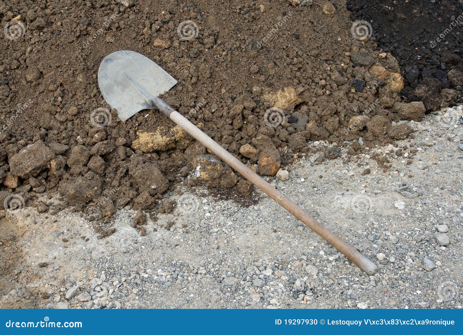 Shovel on the ground stock photo. Image of color, soil 19297930