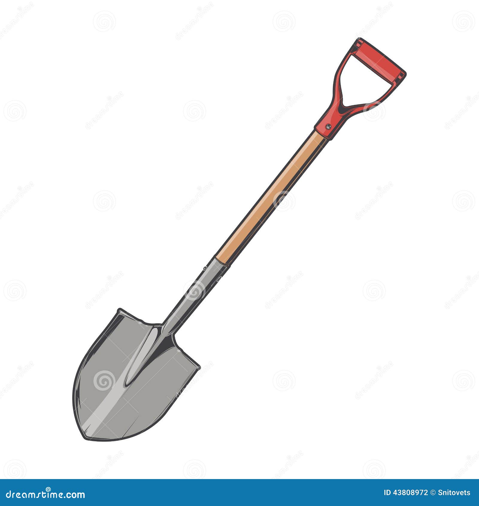 shovel  on a white background. color line art.
