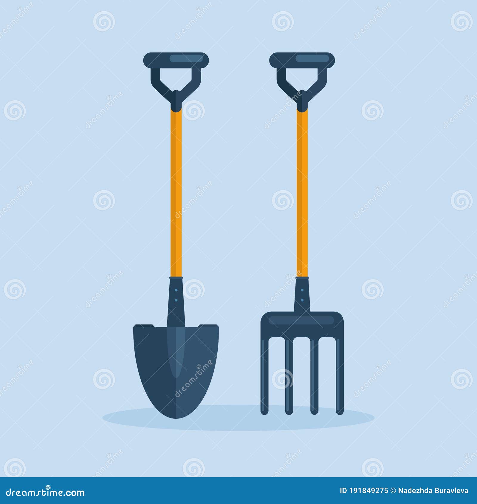 Shovel Spade Pitchfork Farm Fork Isolated On Background Garden Tools Digging Element Equipment For Farmer Spring Work Stock Vector Illustration Of Icon Graphic 191849275