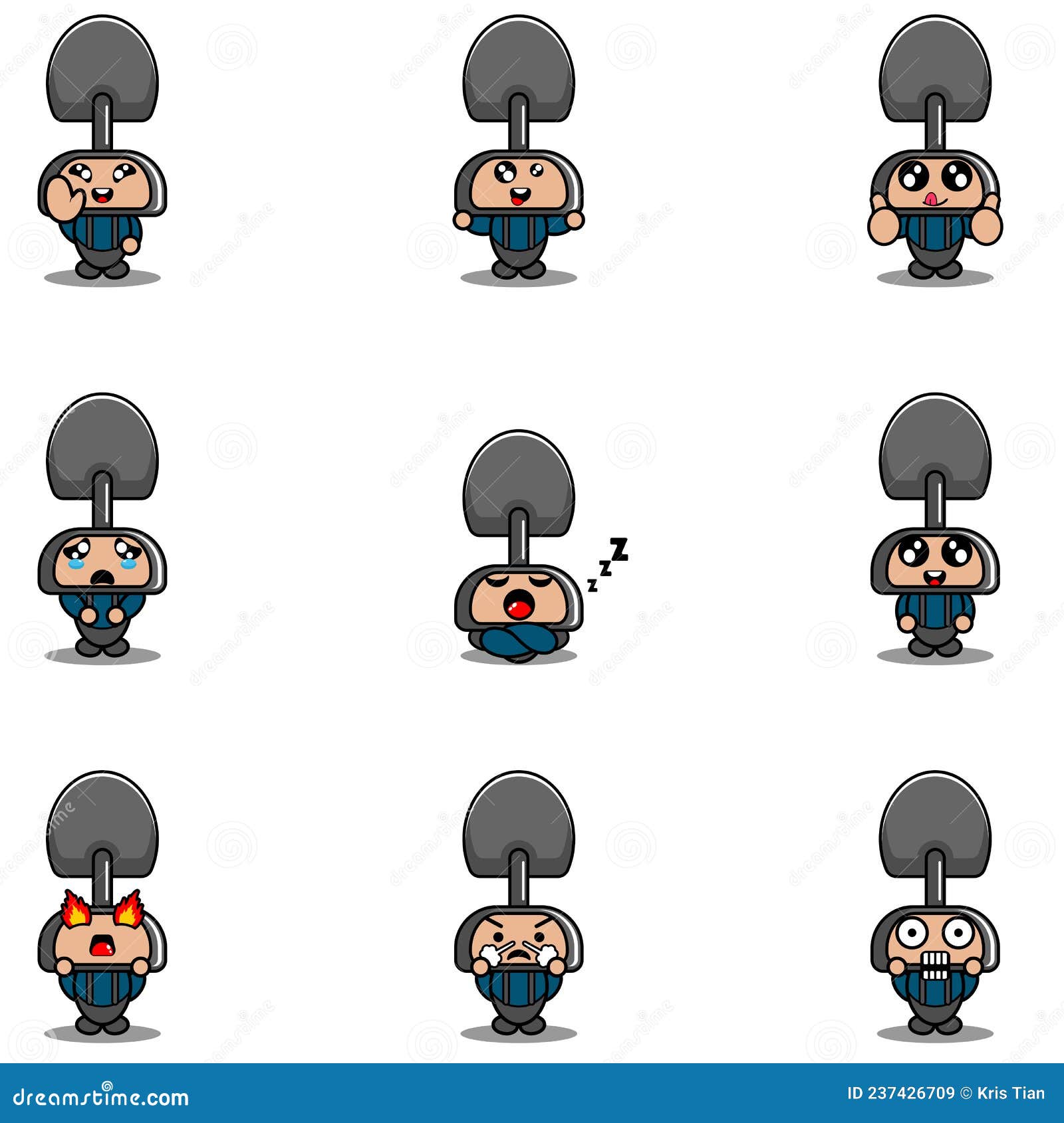 Shovel Tool Expression Set Bundle Stock Vector Illustration of emoji