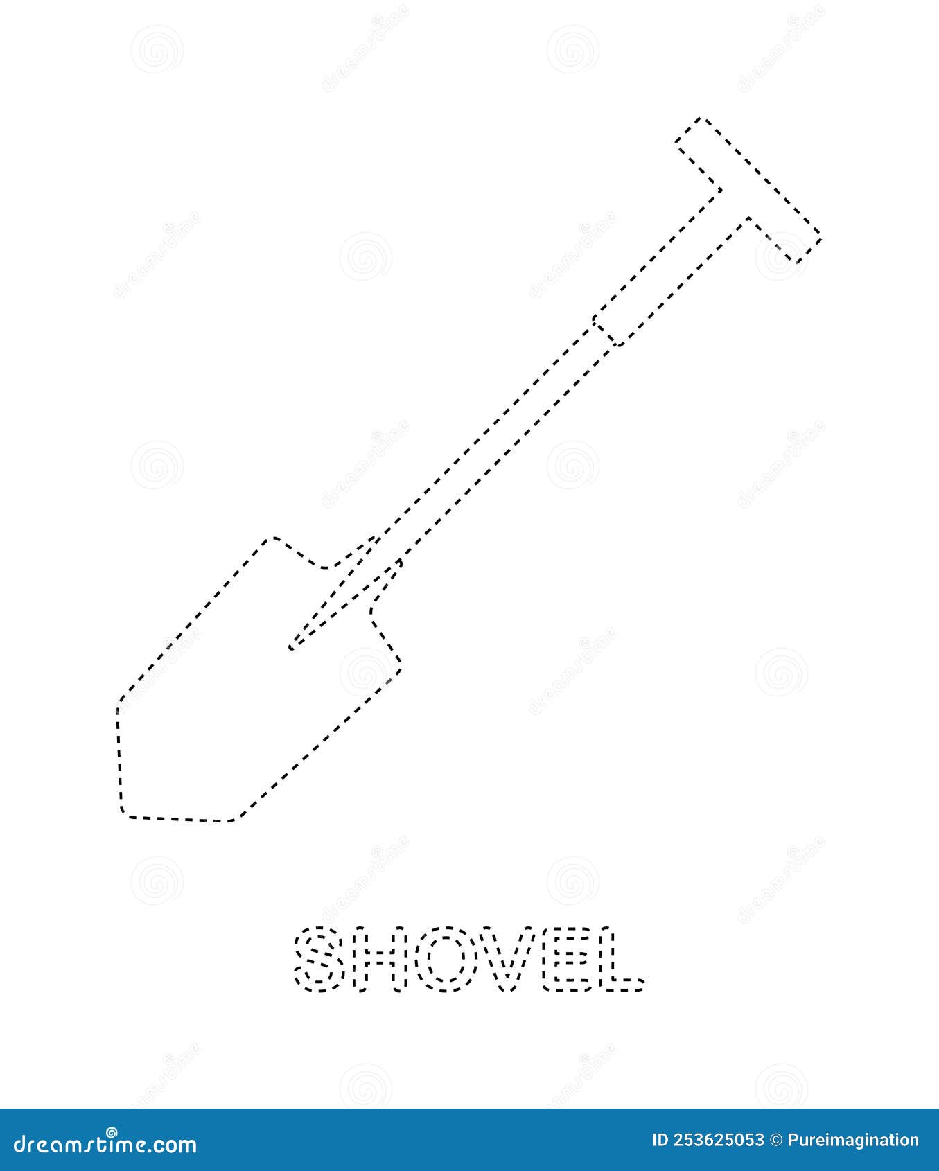 Shovel Tracing Worksheet for Kids Stock Vector Illustration of kids