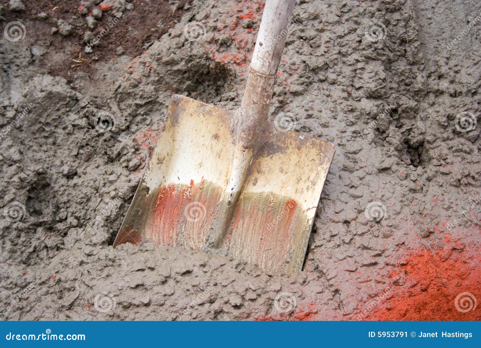 Shovel in Wet Concrete stock image. Image of colour, work - 5953791