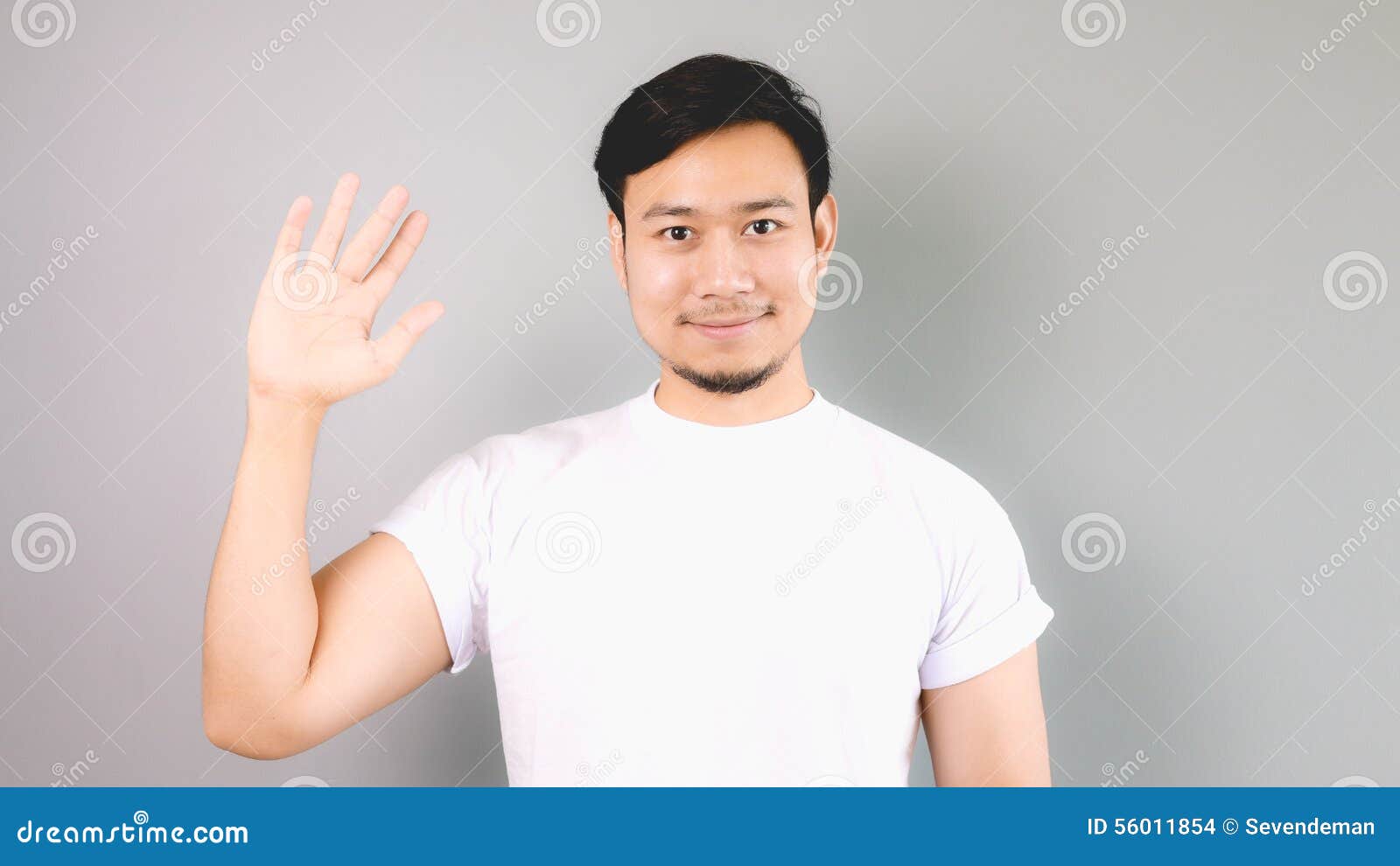 Show Hand Sign of Hi and Bye Bye. Stock Photo   Image of salute
