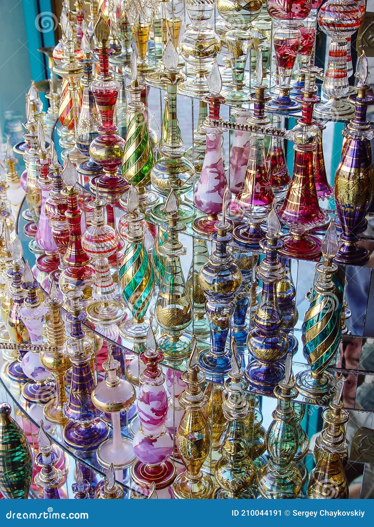 Showcase with Beautiful Perfume Bottles. Egypt Stock Image Image of