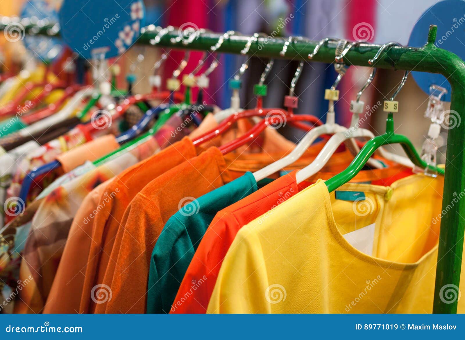 Showcase with Dresses in a Store with Clothes Stock Image - Image of ...