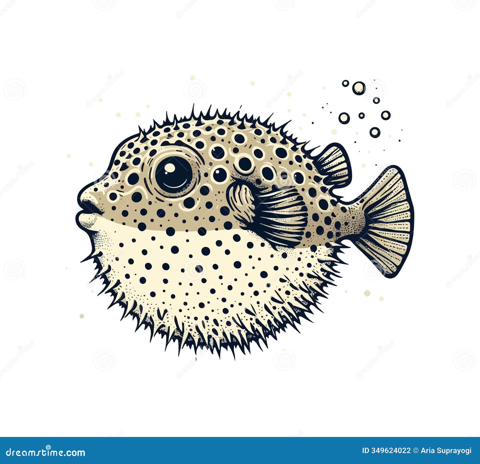puffers fish hand drawn  