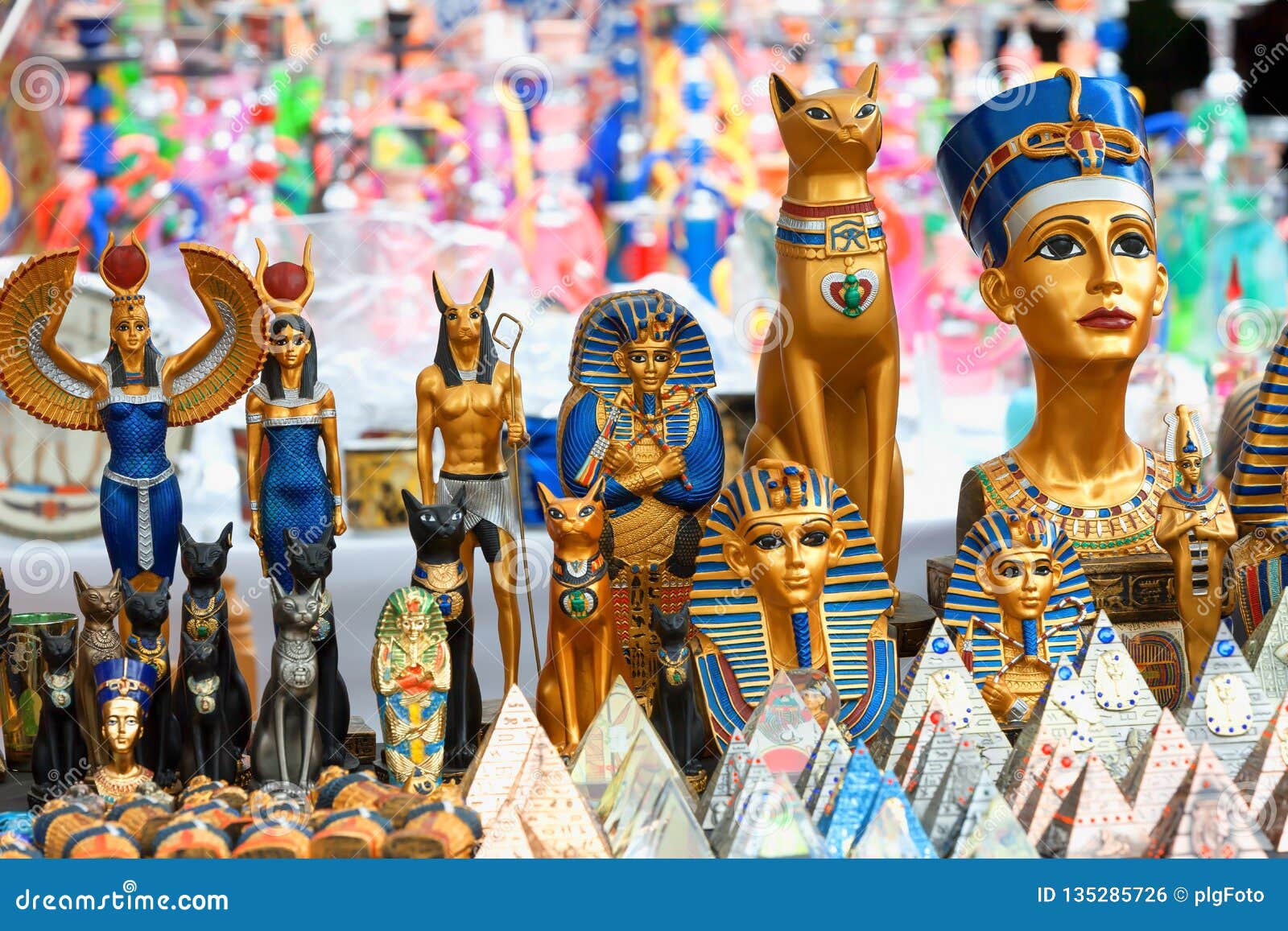 Showcase of Various Objects of Egyptian Themed Gift Stock Photo Image