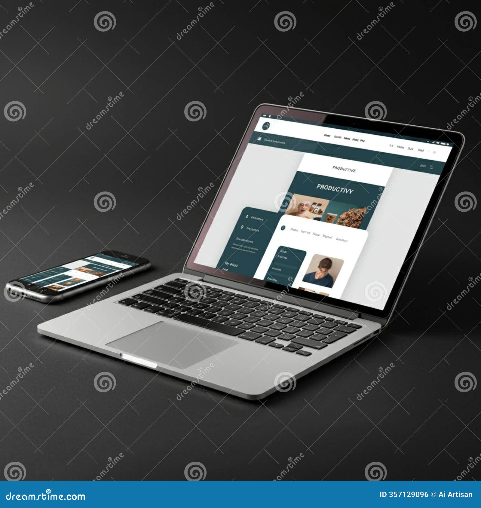 aigenerated laptop mockup with open website for digital presentations