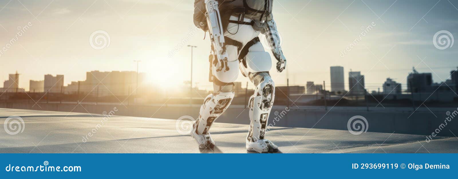 showcasing ai's power through a close-up of robotic exoskeleton mobility aid in healthcare