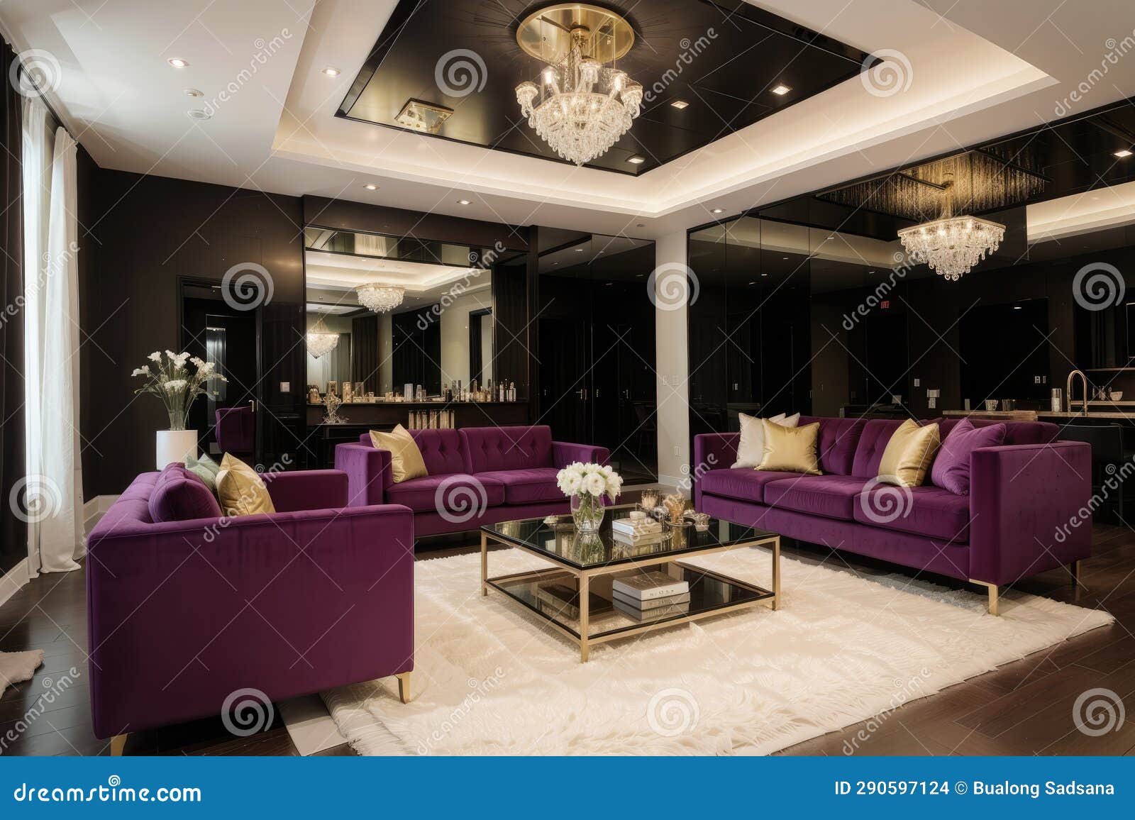 Showcasing Interior Design in Style Lavish Lounge Stock Illustration ...