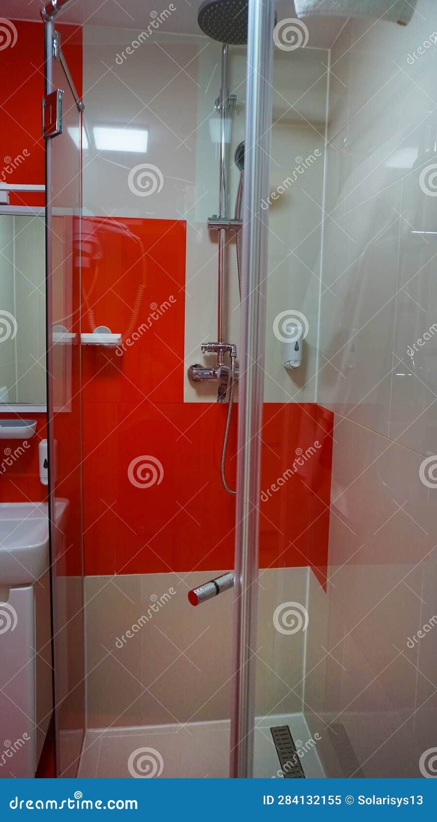 Shower Area in Bathroom stock image. Image of modern 284132155
