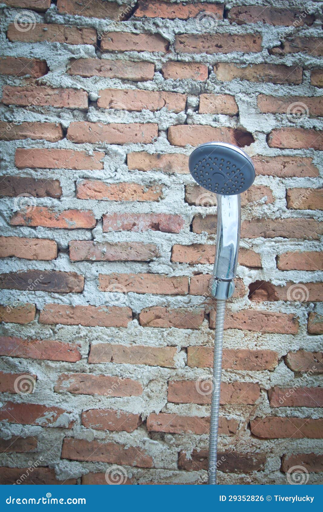 Shower on a brick wall stock photo. Image of clear, garden 29352826