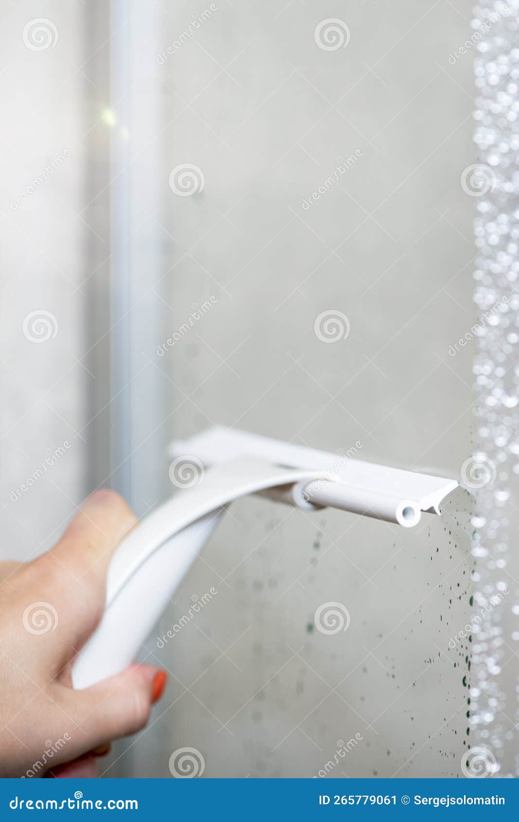 Shower Cabin Cleaning. Cleaning Glass after Using the Shower. Cleaning