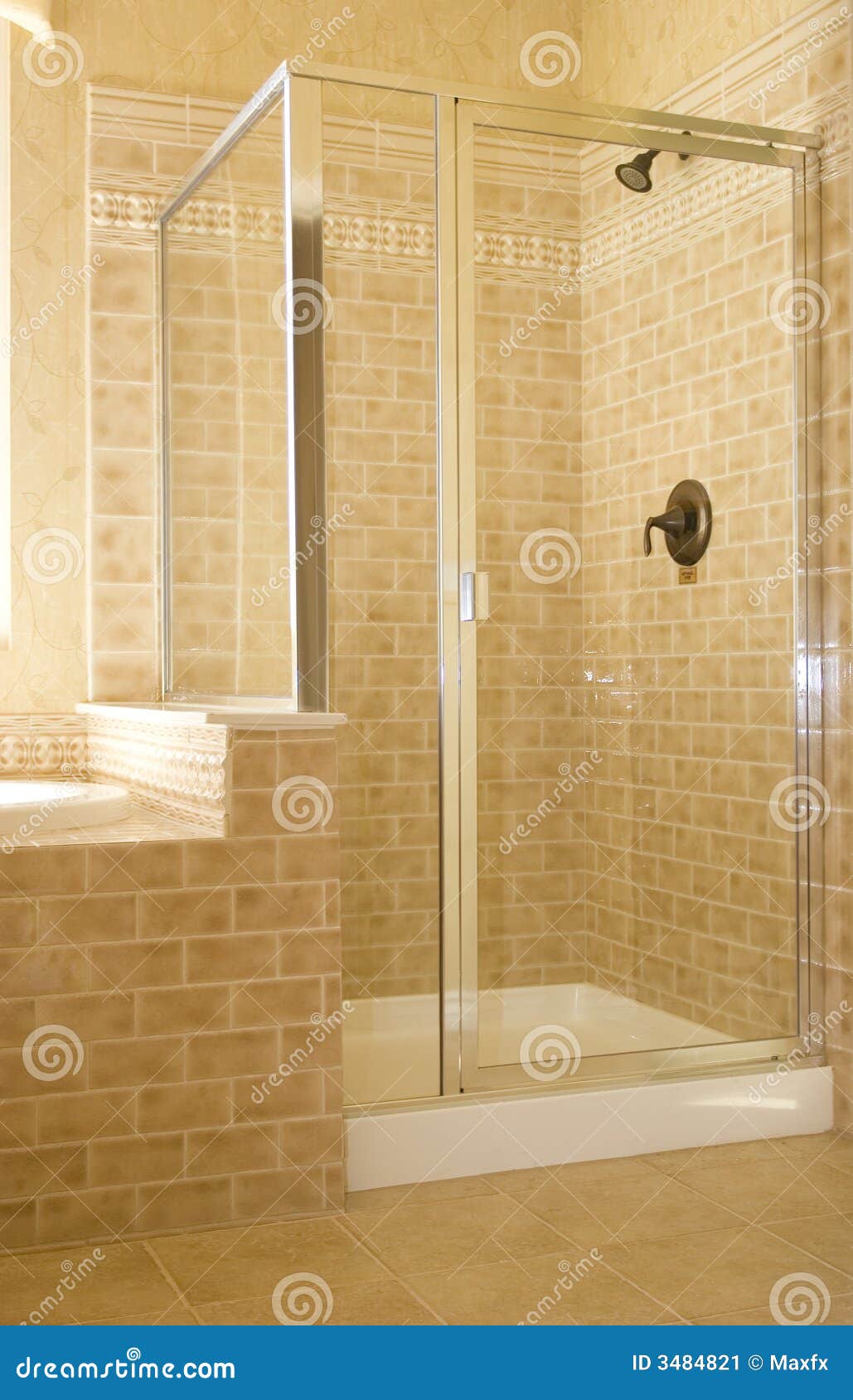 Shower stock image. Image of remodeled, remodeling 3484821