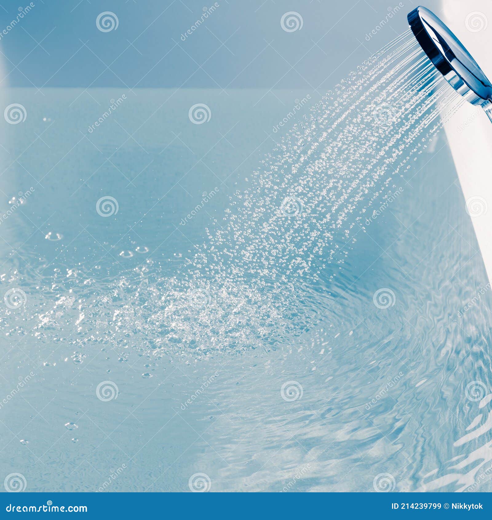 Shower Filling a Bathtub with Water Stream Stock Image Image of close