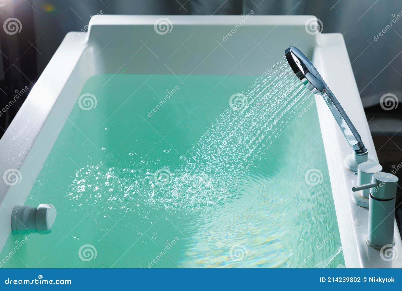 Shower Filling a Bathtub with Water Stream Stock Photo Image of cold