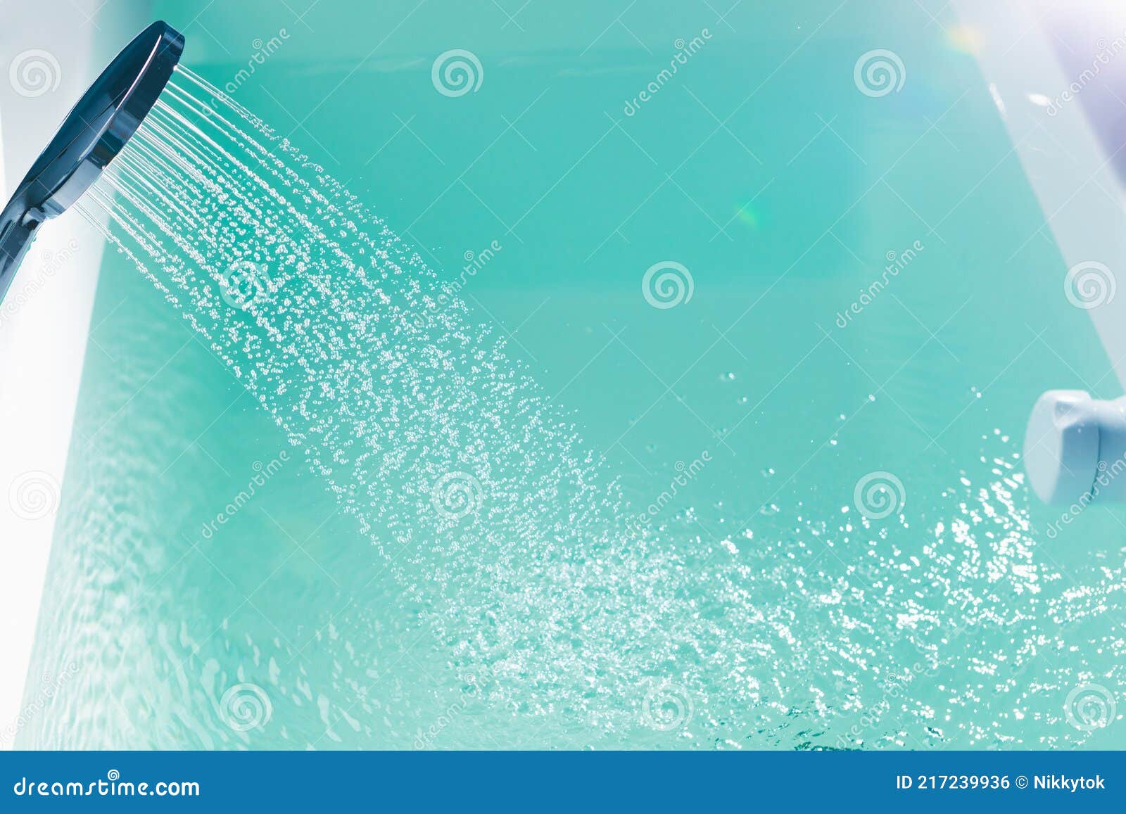 Shower Filling a Bathtub with Water Stream Stock Photo Image of