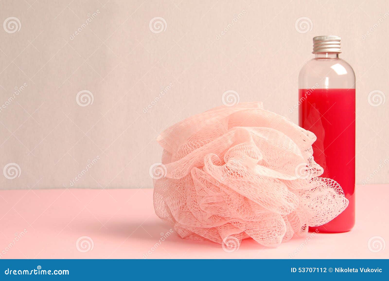 Shower gel and bath sponge stock photo. Image of life 53707112