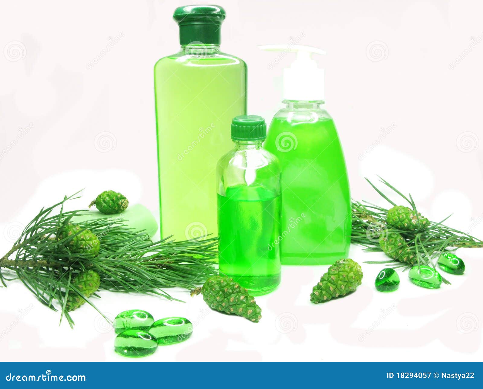 Shower Gel Bottle Set with Fir Extract Stock Image Image of