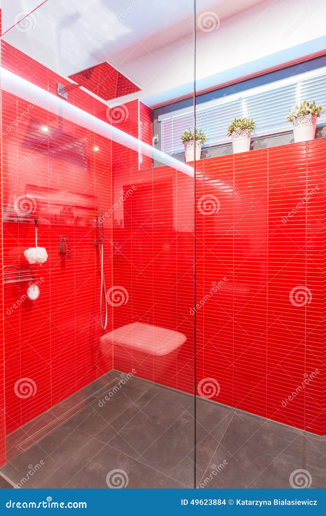 Shower with glass door stock photo. Image of building 49623884