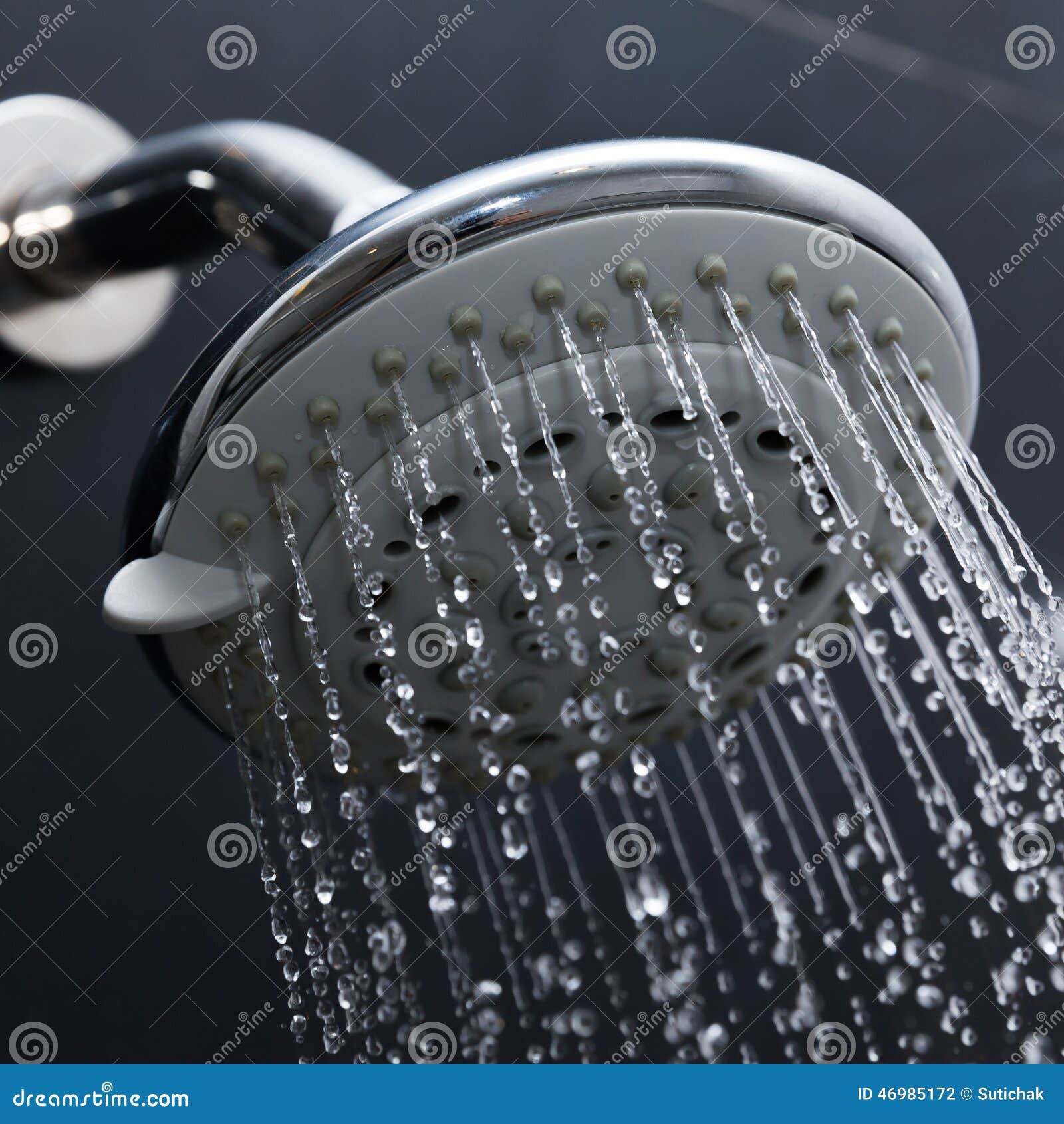Shower Head in Bathroom with Water Drops Stock Photo Image of
