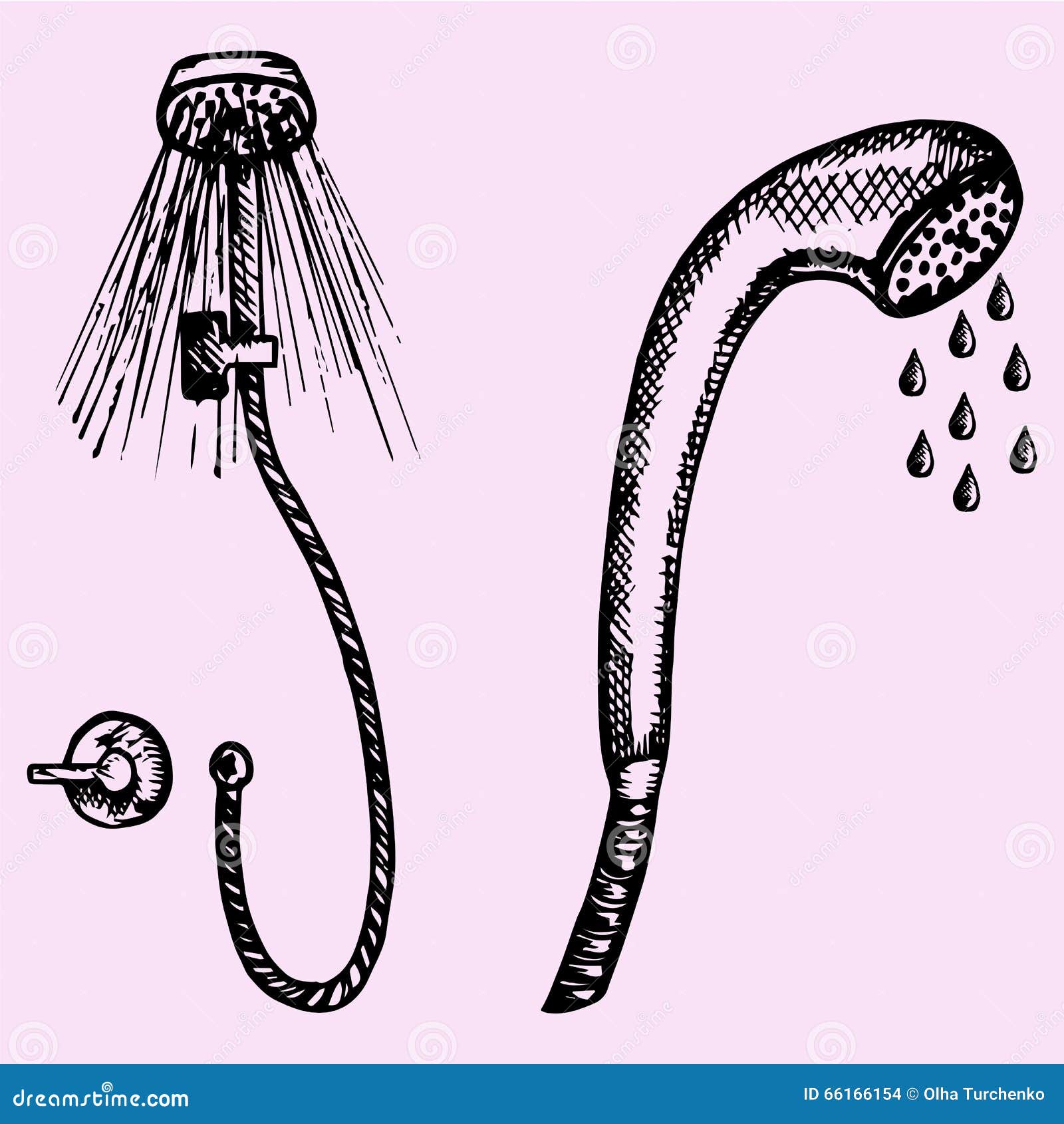 Handdrawn sketch of shower head on a white  Stock Illustration  71370893  PIXTA