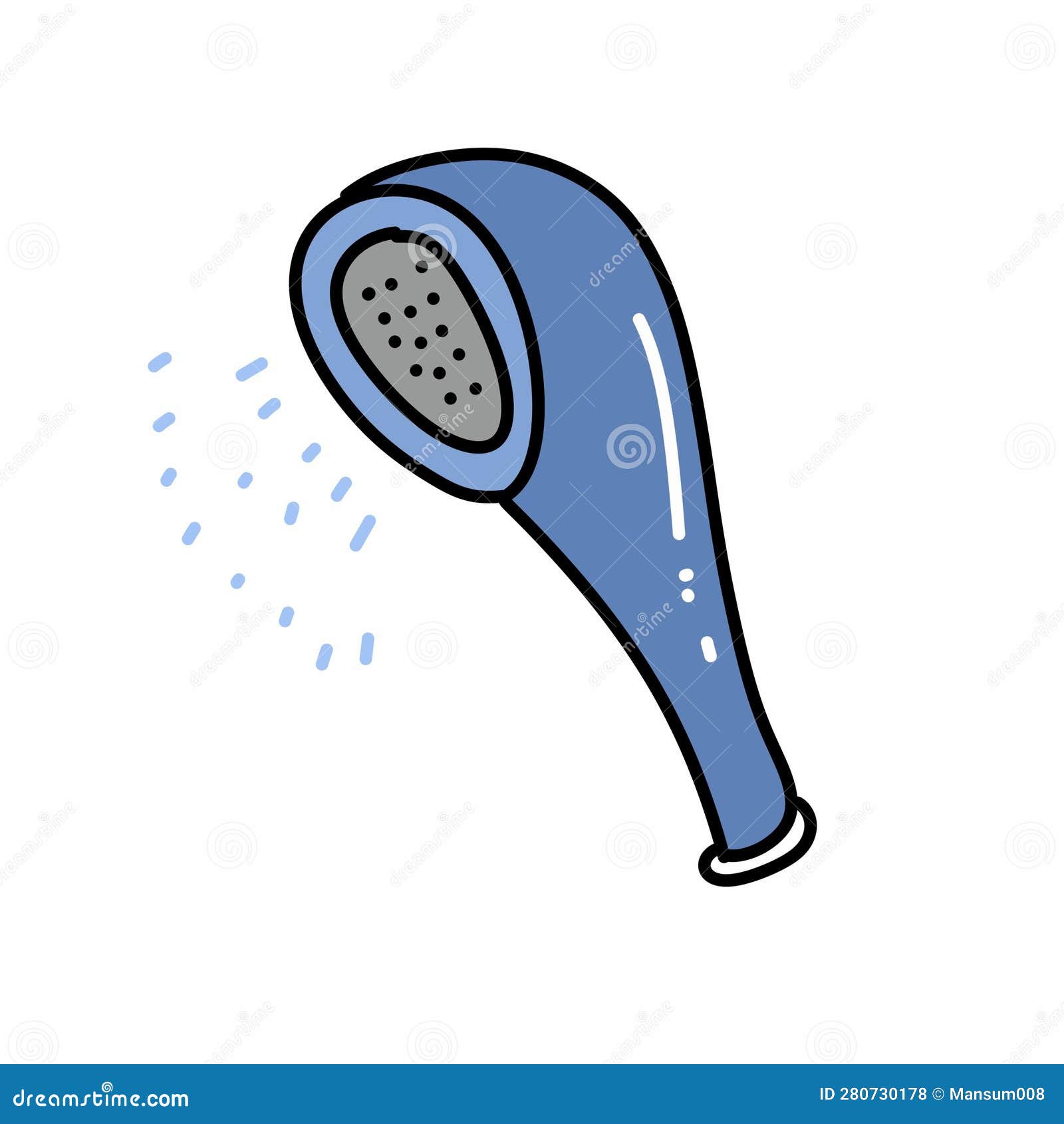 Shower Head with Water Drops Stock Illustration Illustration of