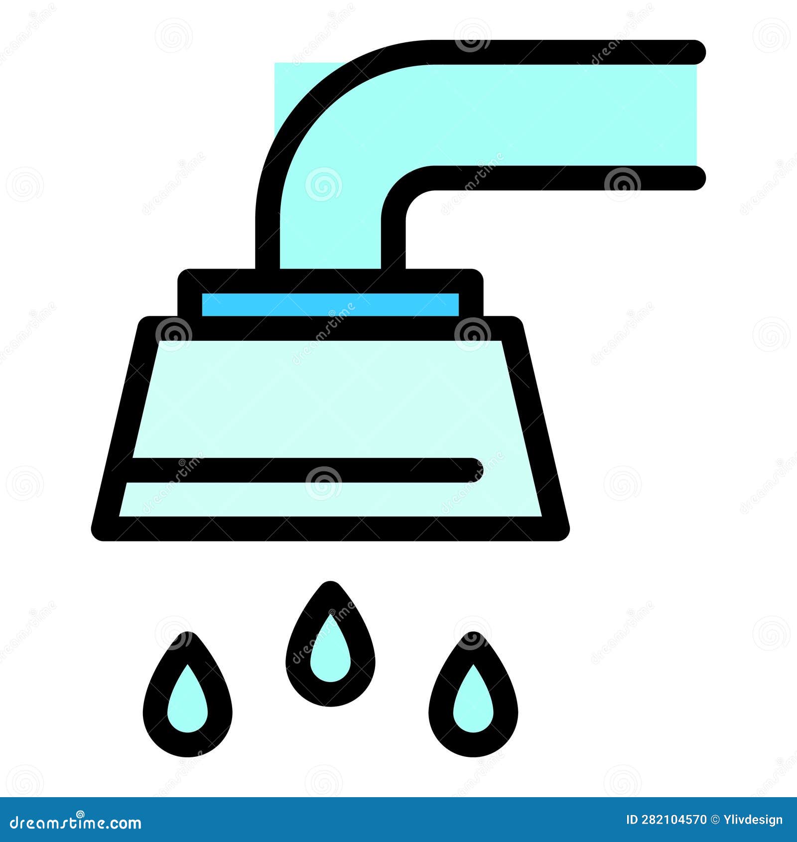 Shower Head Wet Icon Vector Flat Stock Illustration Illustration of