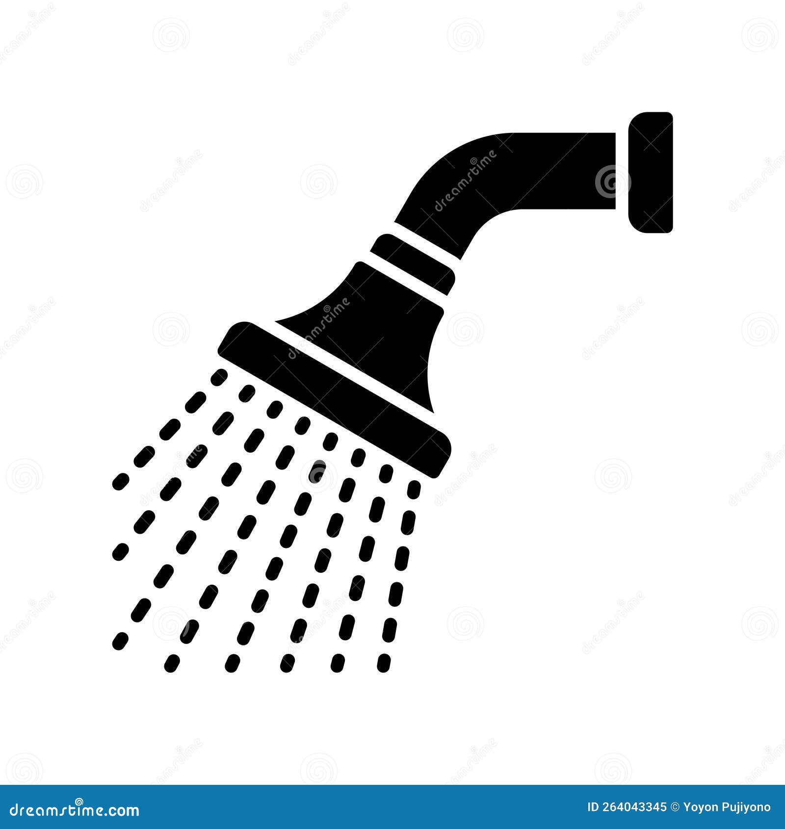 Shower Icon for Bathroom with Water Spray Stock Vector Illustration