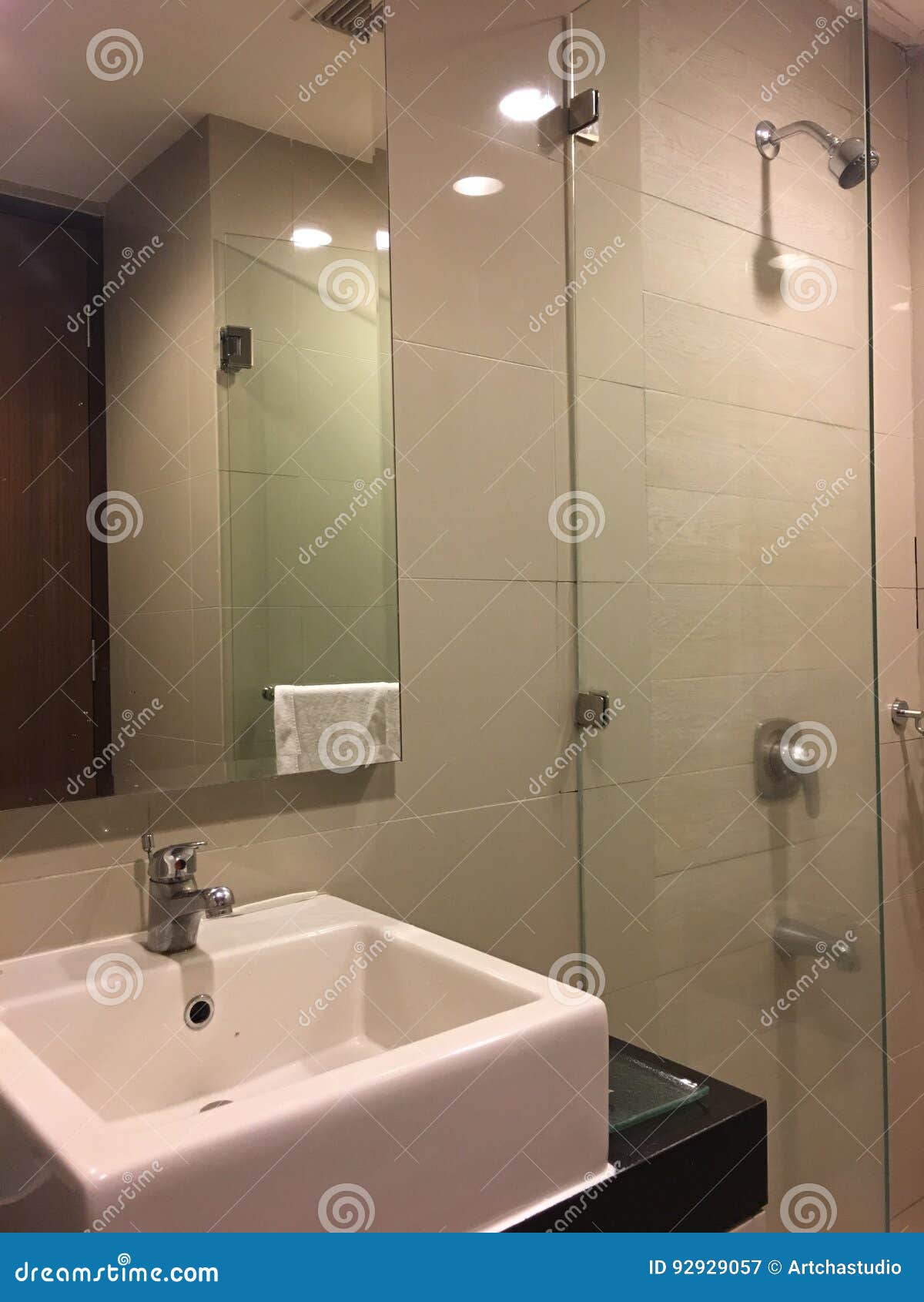 Shower room stock image. Image of light, shower, hotel 92929057