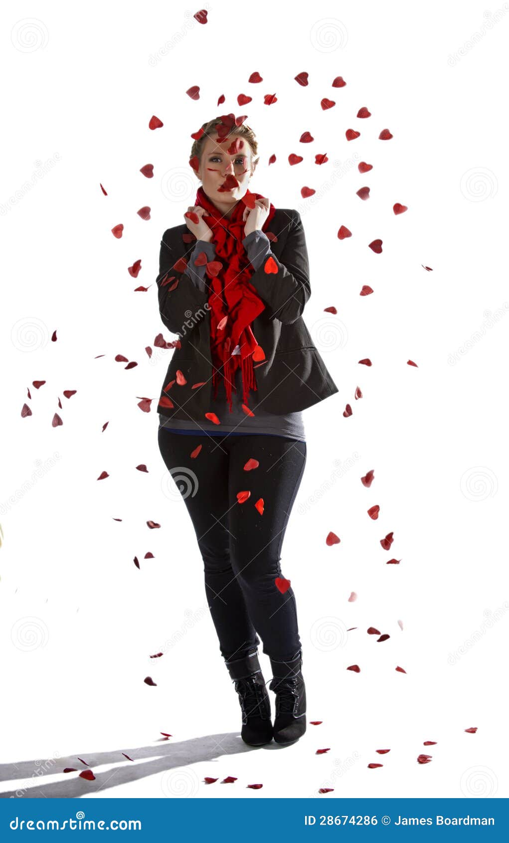 Shower of rose petals stock photo. Image of adjust, hair 28674286