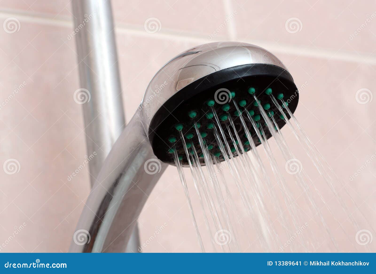 Shower with spraying water stock image. Image of household 13389641